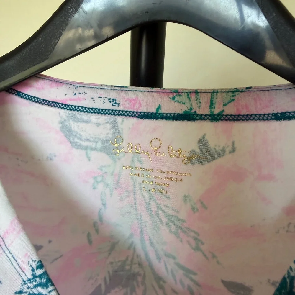 Lilly Pulitzer Girls Sophie Dress Pans Garden Pink Teal Floral Size Large 8-10‎